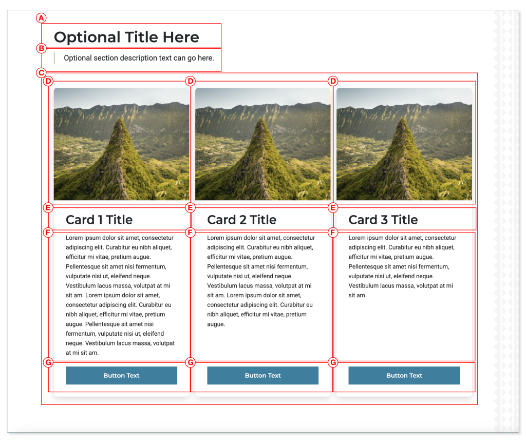 Example of three column call to action block