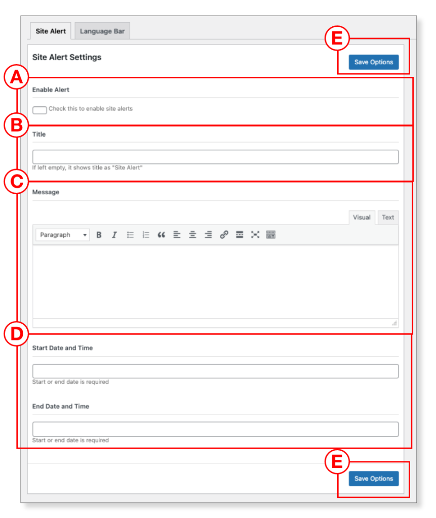 Site Alert Settings