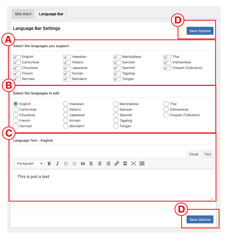 Language Bar Settings